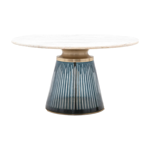 Seville Coffee Table with Marble Top and Ribbed Base
