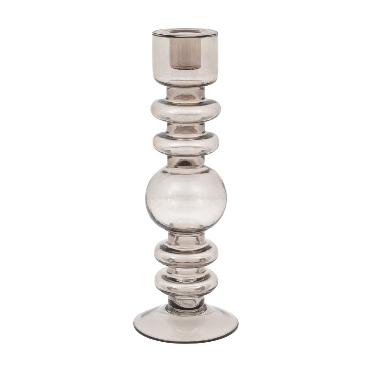 Glass Taper Candlestick – Smoke