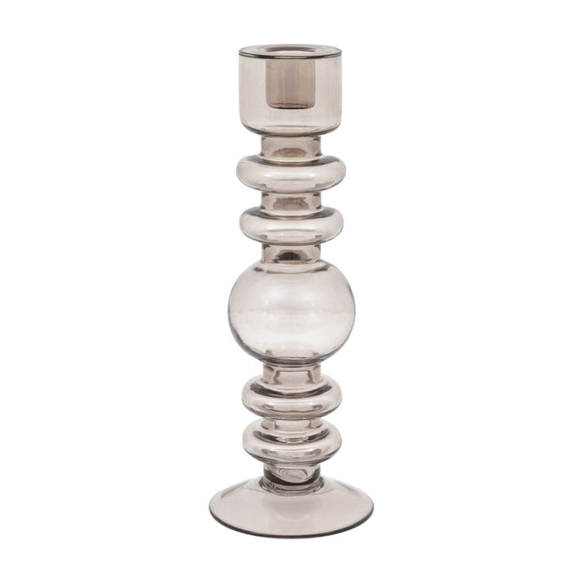 Glass Taper Candlestick – Smoke