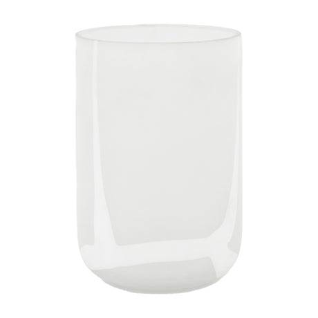 Gallery Direct Murvenne Handblown Glass Swirl Vase in frosted milky white with a rounded cylinder shape and tapered base, shown on a plain white background.