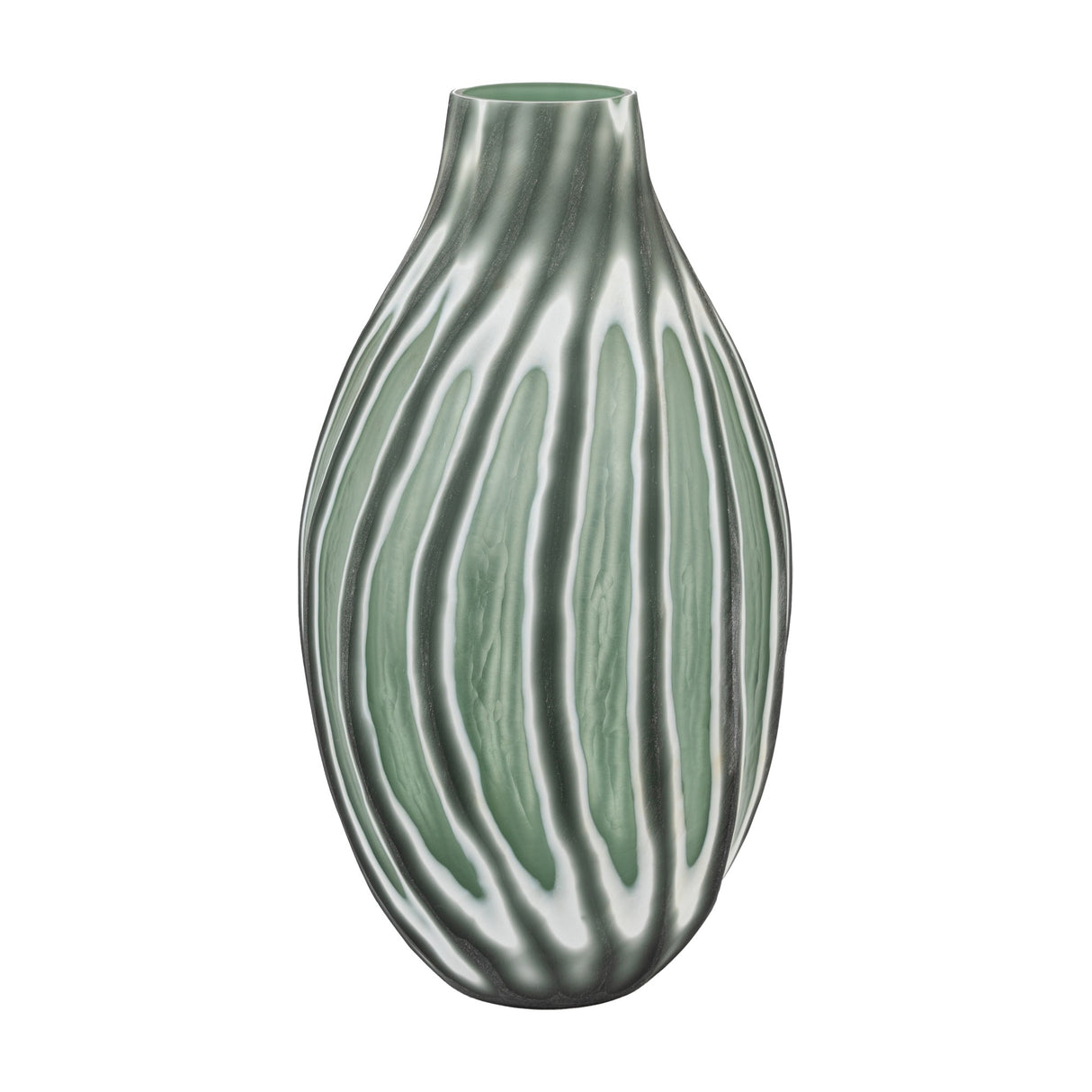 Morella Swirl Hand Carved Glass Vase – Sage
