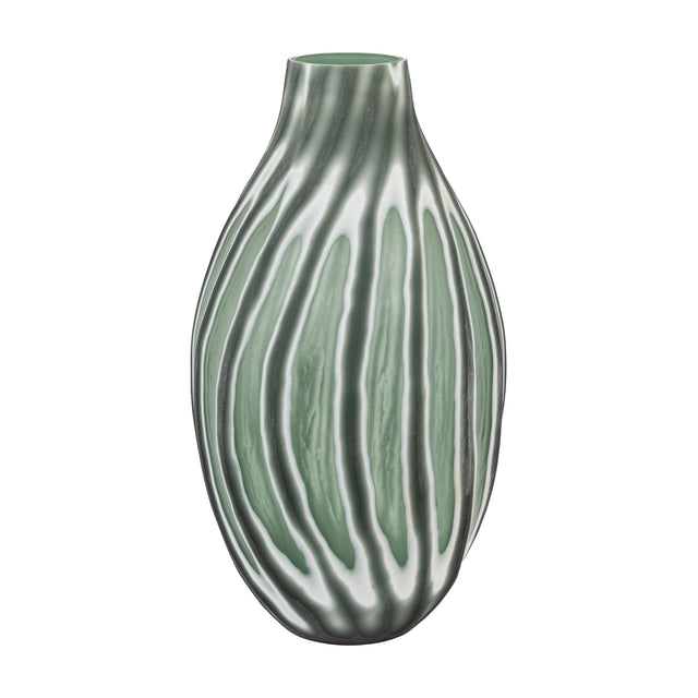 Morella Swirl Hand Carved Glass Vase – Sage