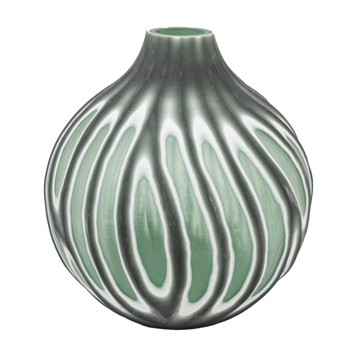 Morella Swirl Hand Carved Glass Vase – Sage