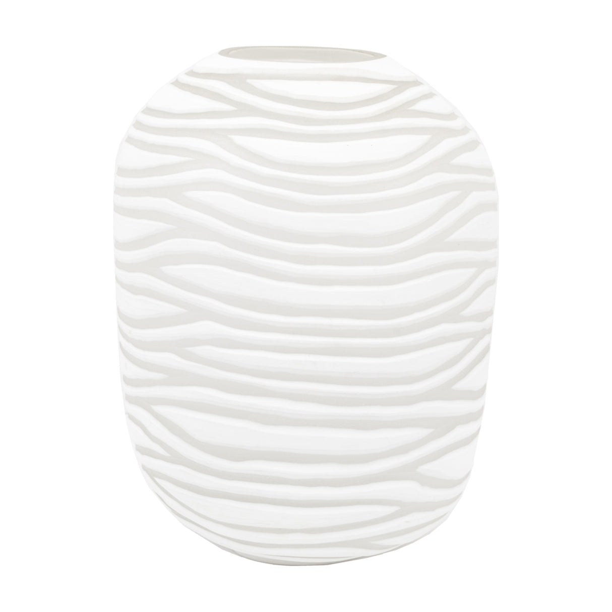 Andorra Handblown Carved Glass Vase – White