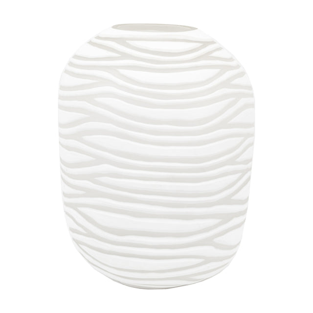 Andorra Handblown Carved Glass Vase – White