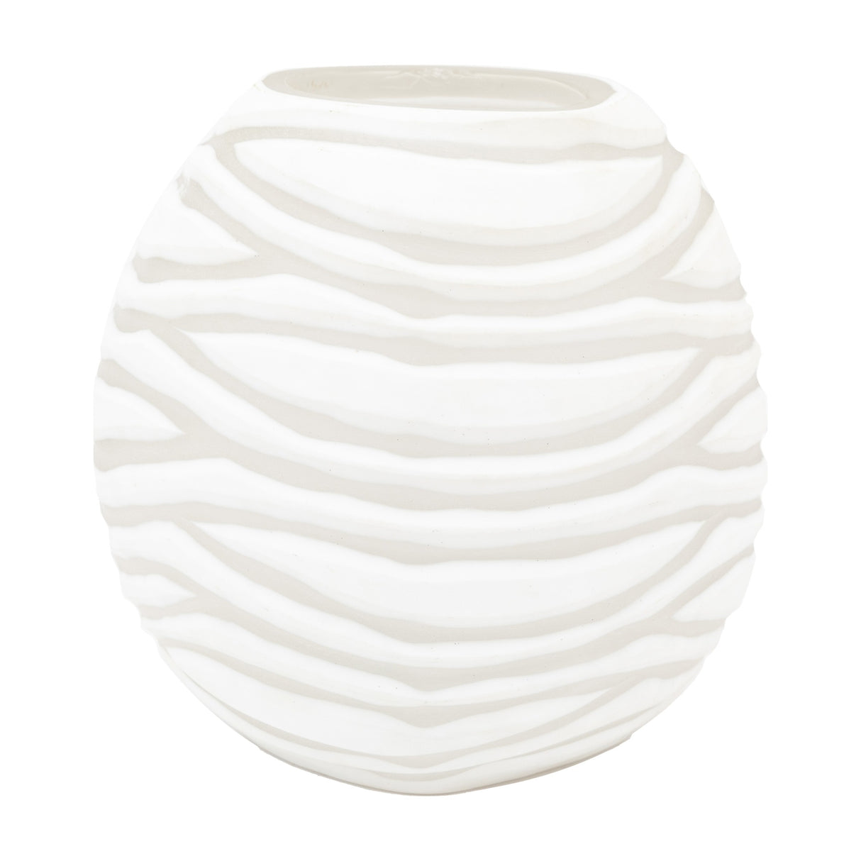 Andorra Handblown Carved Glass Vase – White
