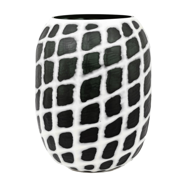Valencia Handblown Carved Glass Vase – Black