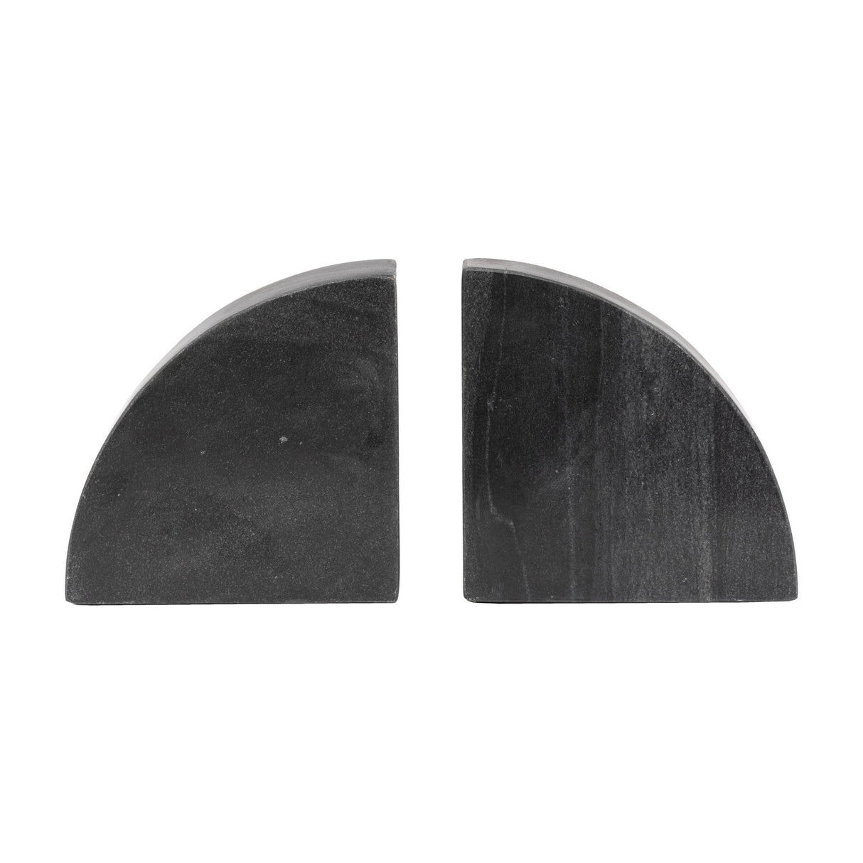 Quarter-Circle Marble Bookends Set of 2 – Black