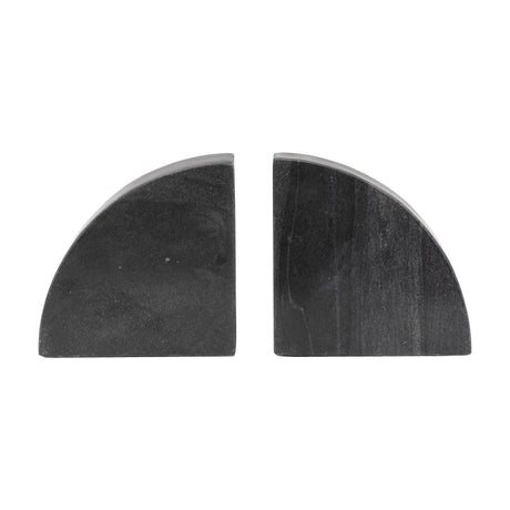 Quarter-Circle Marble Bookends Set of 2 – Black