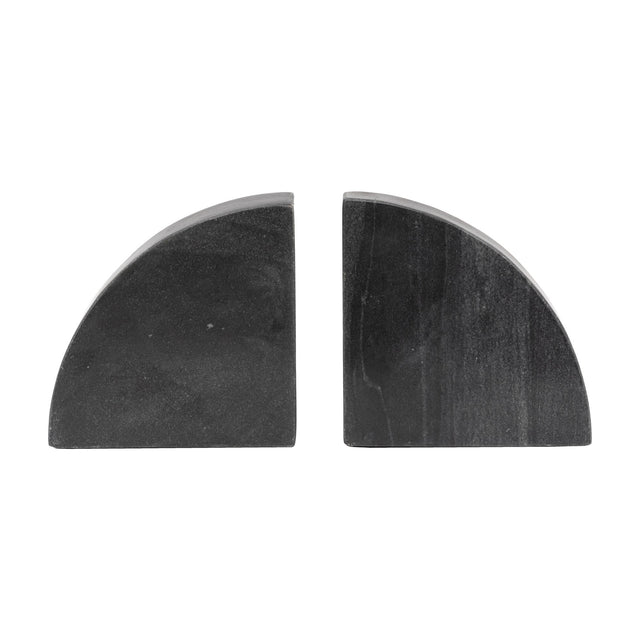 Quarter-Circle Marble Bookends Set of 2 – Black