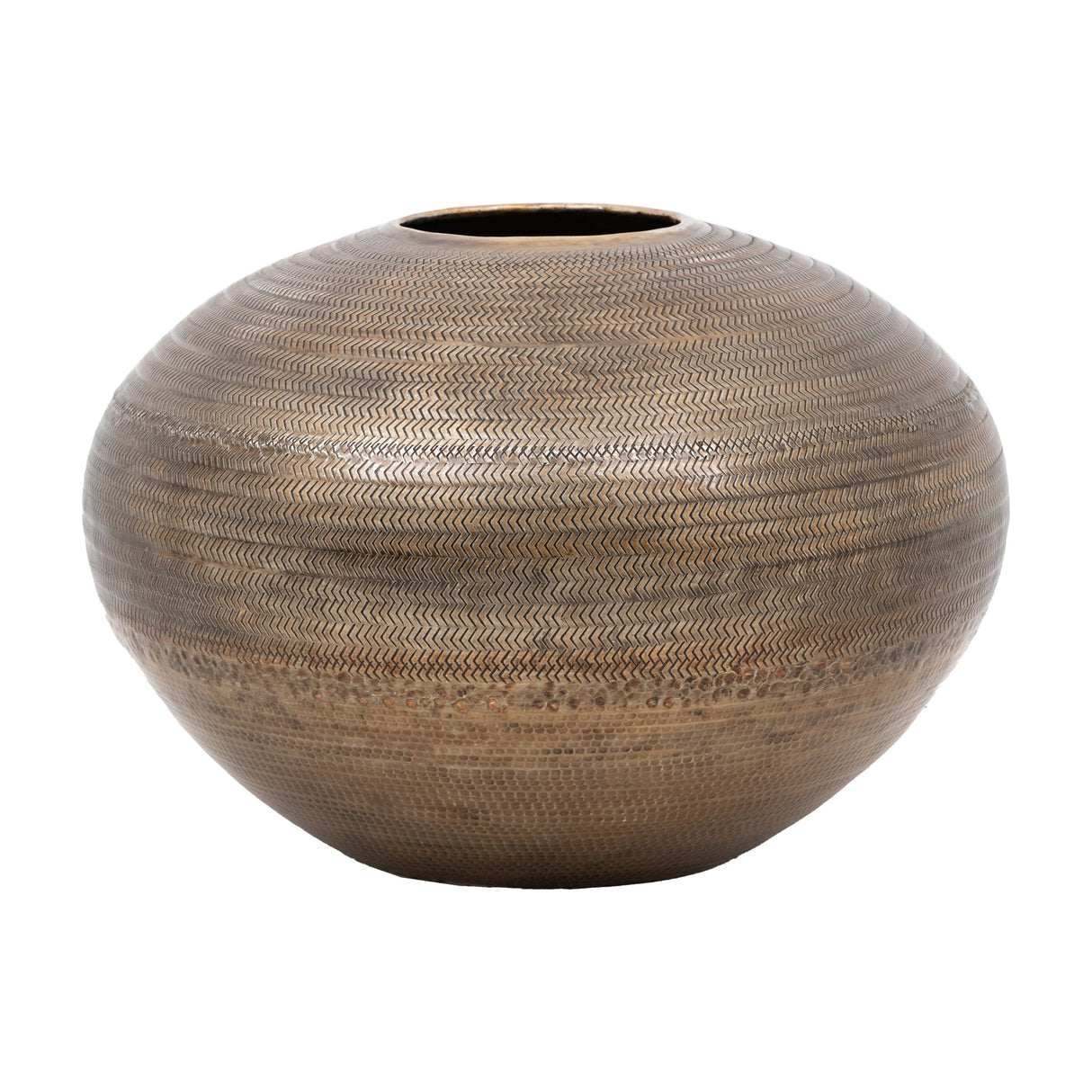 Artistic Aluminium Wide Vase – Antique Brass