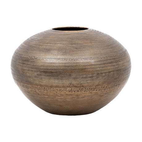 Artistic Aluminium Wide Vase – Antique Brass