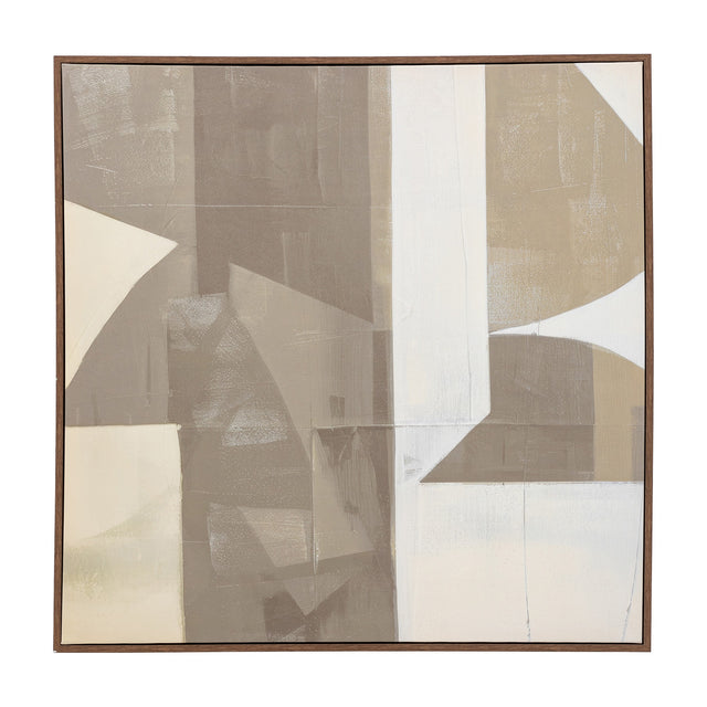 Cemento Abstract Framed Canvas – Taupe