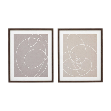 Continuation Abstract Line Framed Art Set of 2 – Neutral