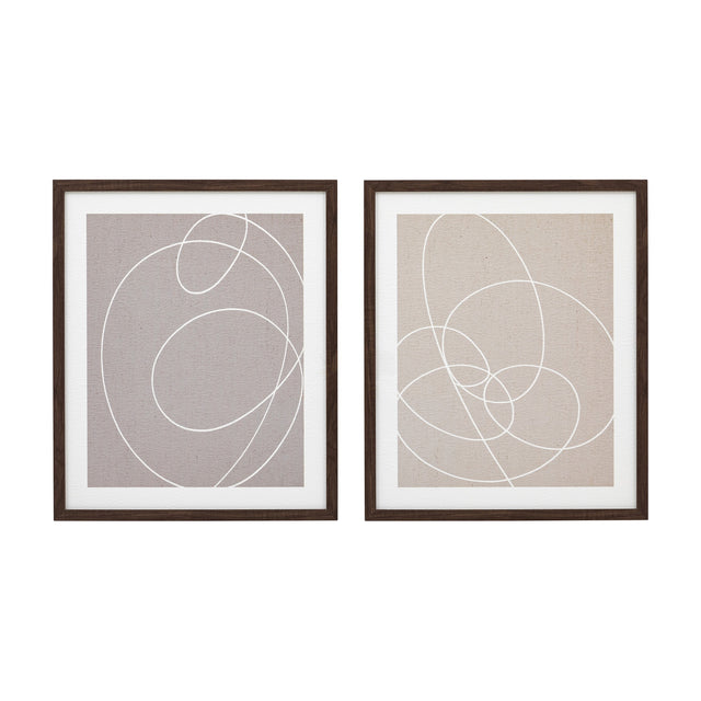 Continuation Abstract Line Framed Art Set of 2 – Neutral