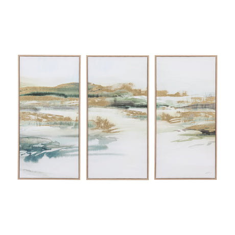 Triptych Watercolour Landscape Framed Canvas Set of 3 – Green