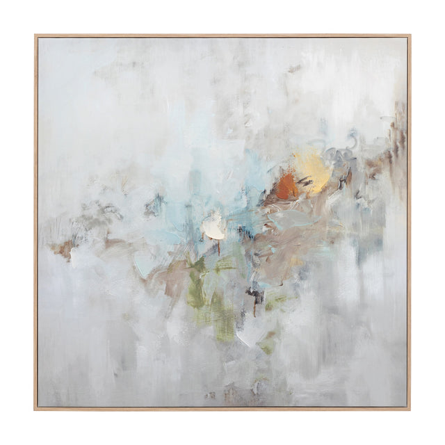 New Day Abstract Framed Canvas – Grey