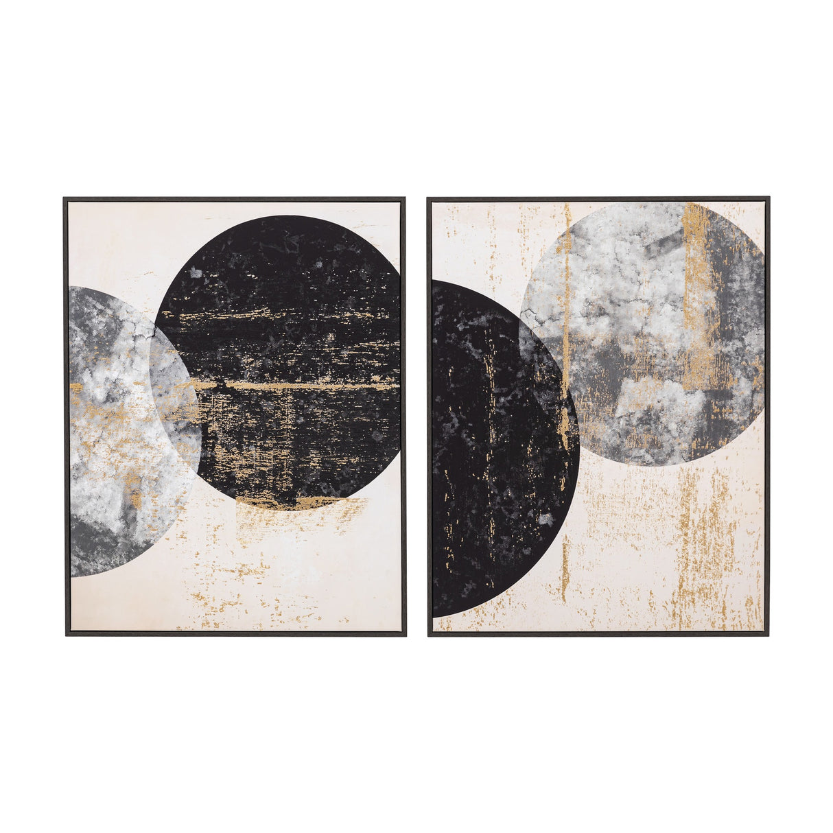 Orbit Framed Canvas Wall Art Set of 2 – Black