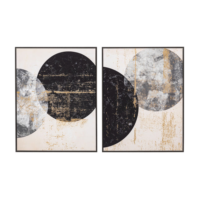Orbit Framed Canvas Wall Art Set of 2 – Black