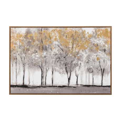 Golden Reverie Framed Canvas Tree Print – Grey