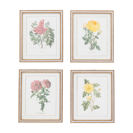 Floral Quartet Botanical Framed Art – Green – Set of 4