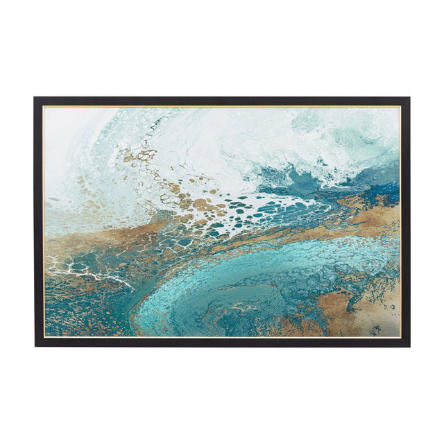 Lagoon Abstract Framed Canvas – Teal
