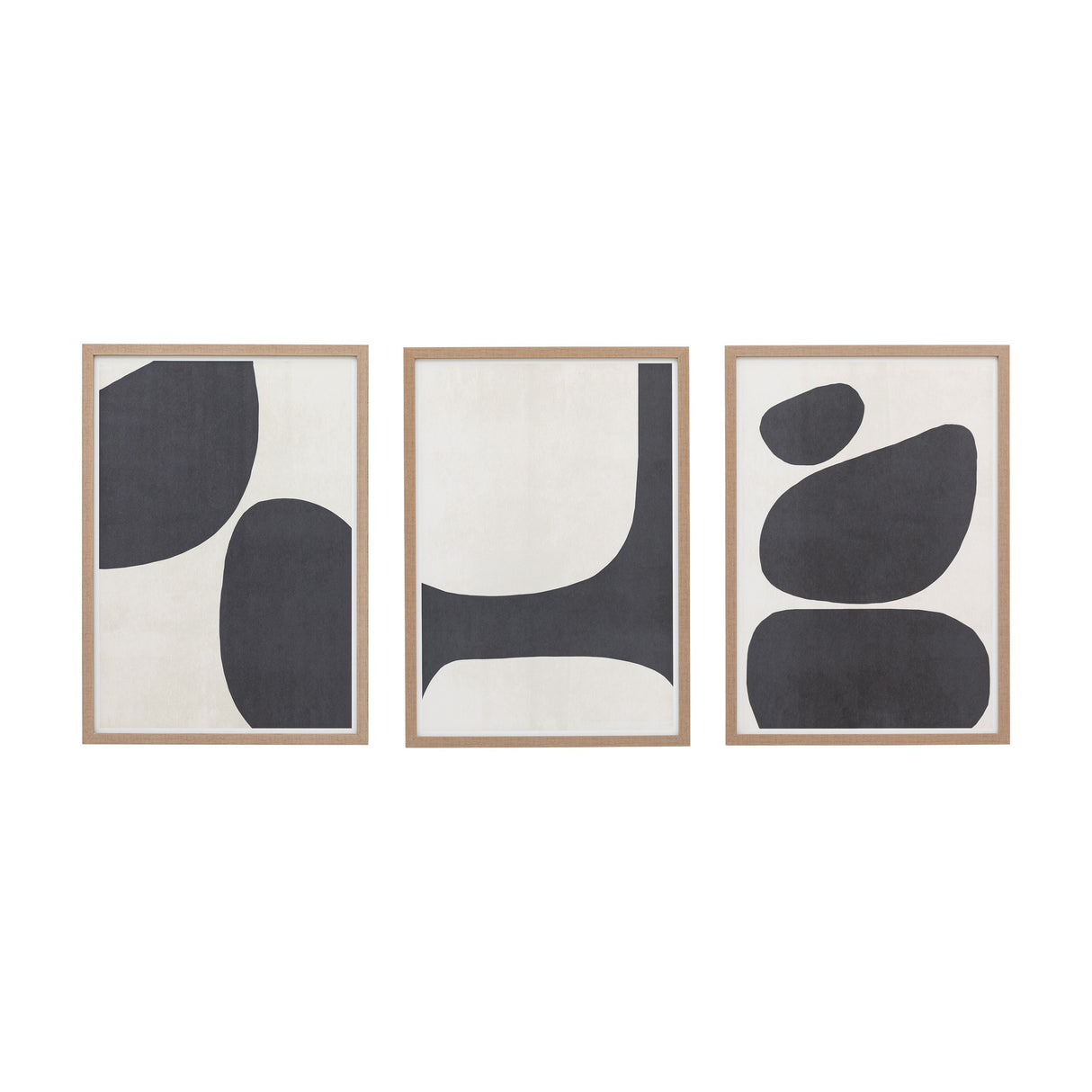 Pebble Abstract Framed Wall Art Set of 3 – Charcoal