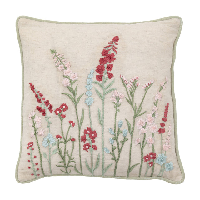 Kilnsey Embroidered Meadow Cushion – Cream
