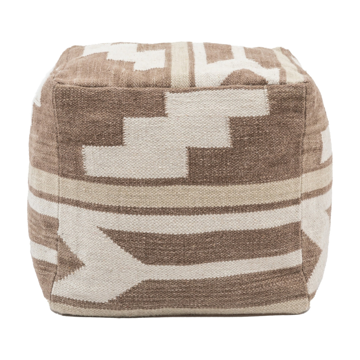 Falun Tonal Woven Pouffe – Biscuit