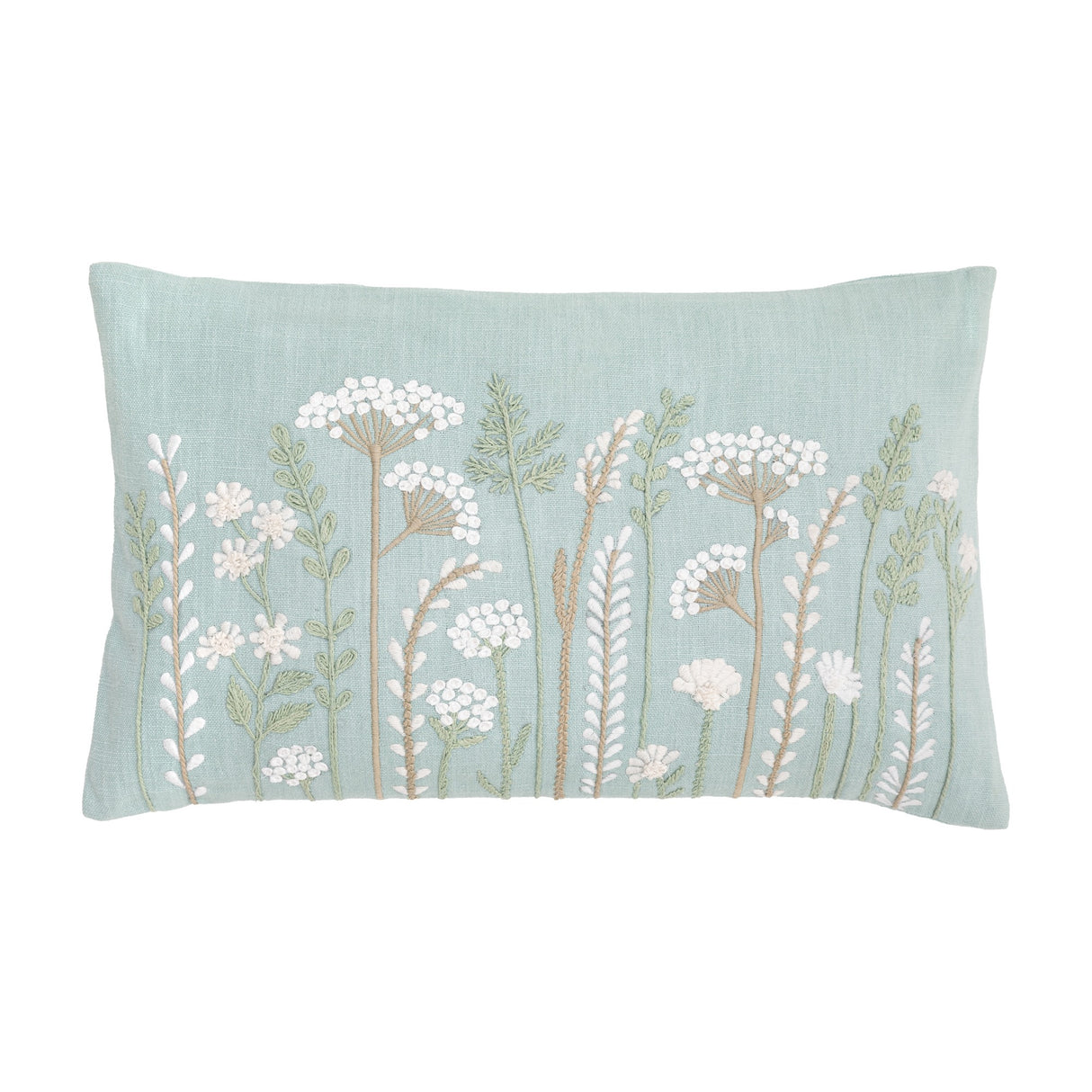 Keswick Embroidered Floral Cushion – Duck Egg