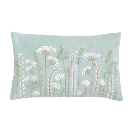 Keswick Embroidered Floral Cushion – Duck Egg