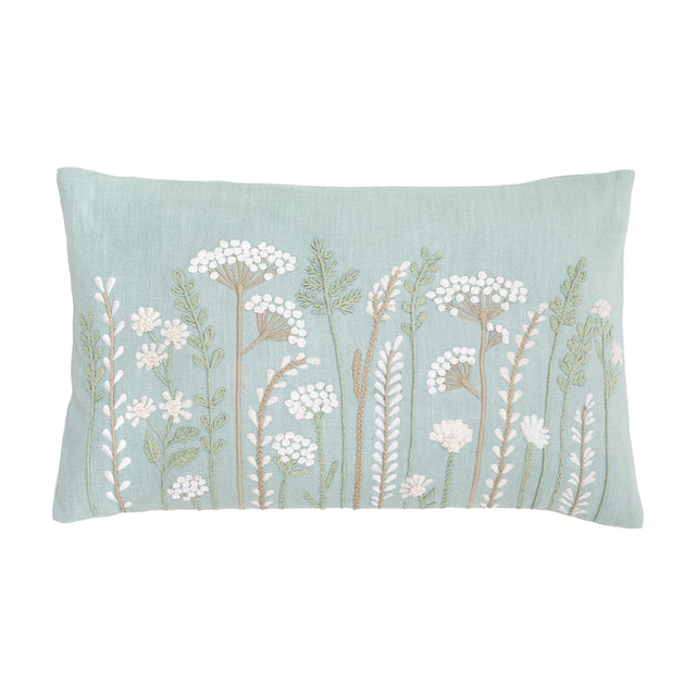 Keswick Embroidered Floral Cushion – Duck Egg