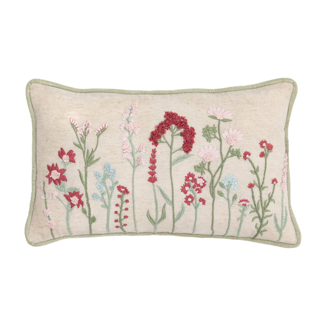Penrith Meadow Embroidered Cushion – Natural