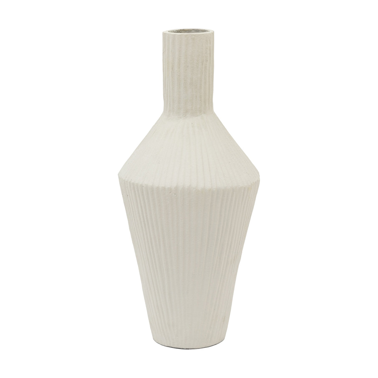 Zahara Ribbed Cast Metal Vase – Parchment