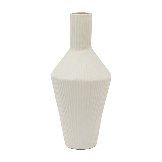 Zahara Ribbed Cast Metal Vase – Parchment