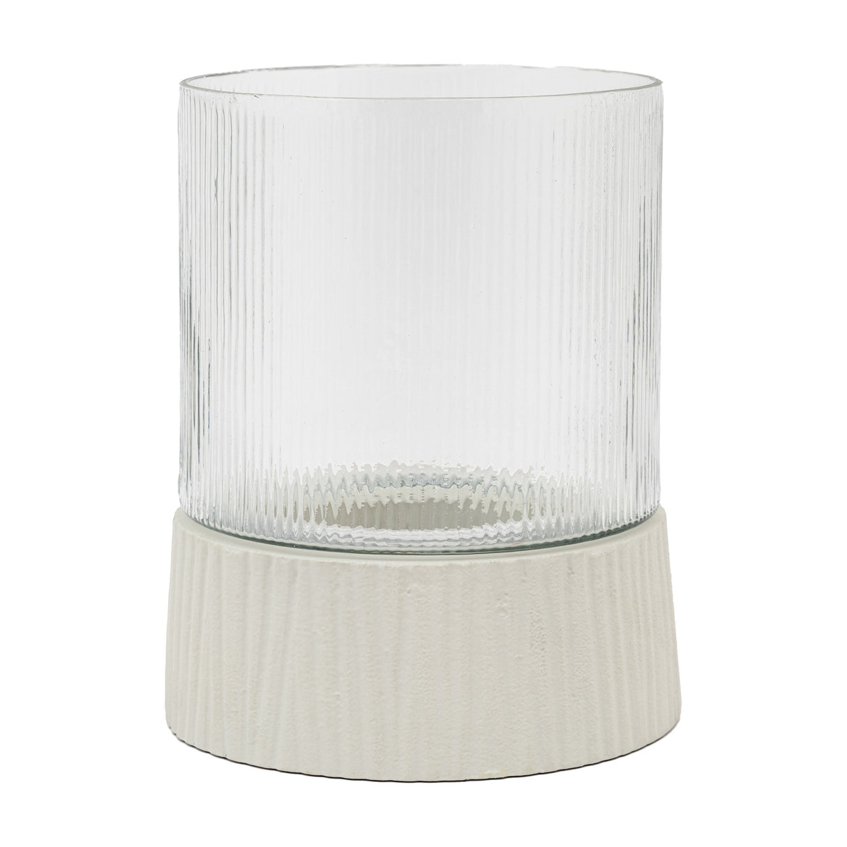 Zahara Ribbed Glass Hurricane Candle Holder – Cream