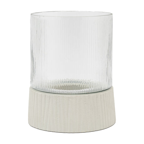 Zahara Ribbed Glass Hurricane Candle Holder – Cream