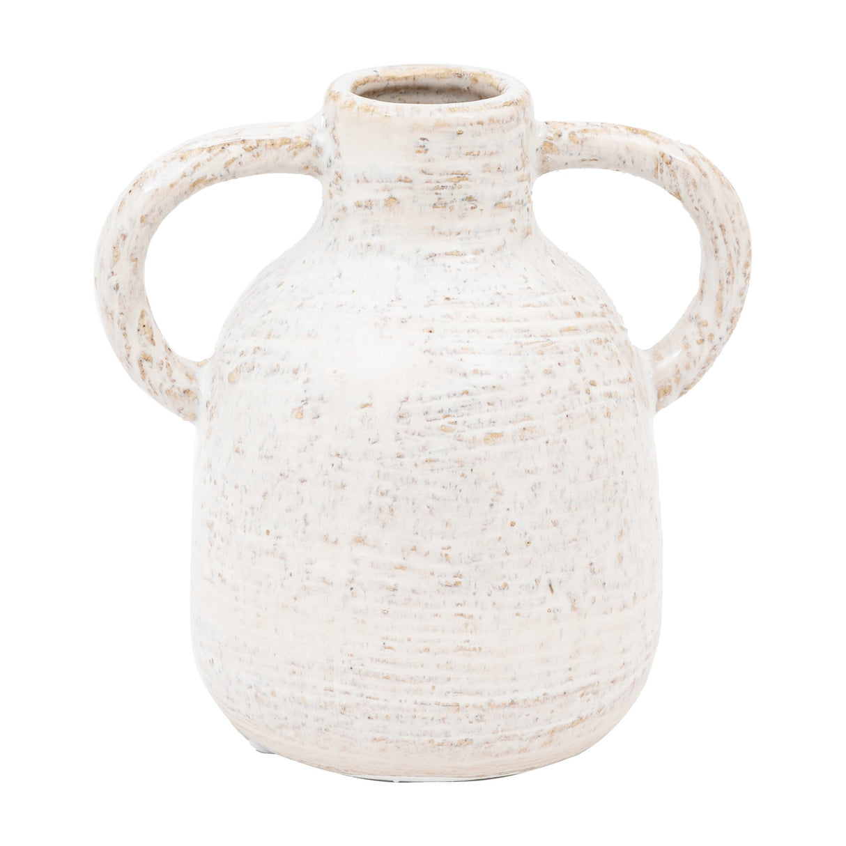 Mobi Ceramic Bottle Vase with Twin Handles – White