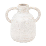 Mobi Ceramic Bottle Vase with Twin Handles – White