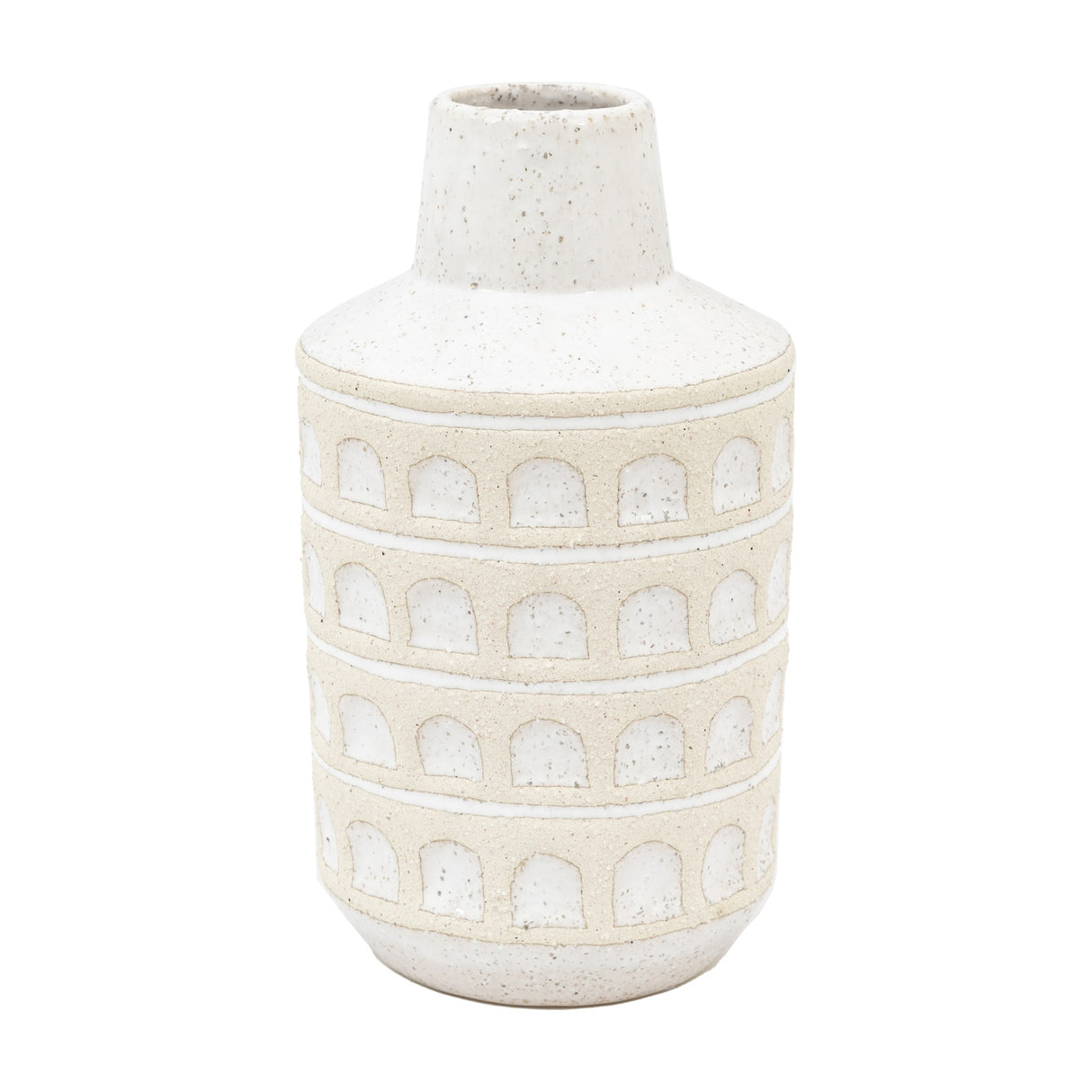 Capua Ceramic Graphic Vase – White