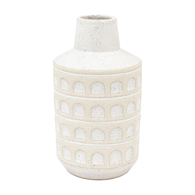 Capua Ceramic Graphic Vase – White