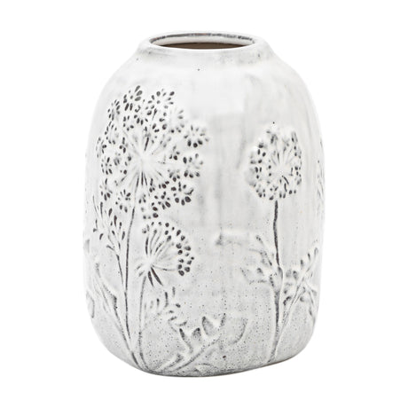 Meadow Embossed Ceramic Vase – Stone