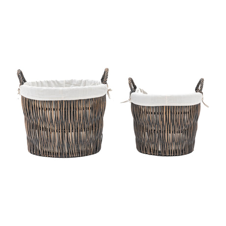 Linen Willow Baskets with Liner – Grey, Set of 2