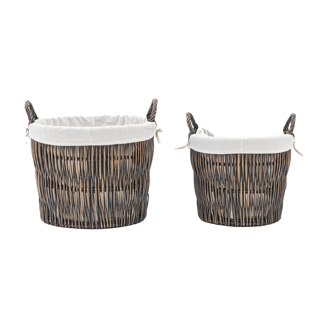 Linen Willow Baskets with Liner – Grey, Set of 2