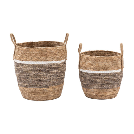 Woven Storage Baskets with Handles – Natural, Set of 2