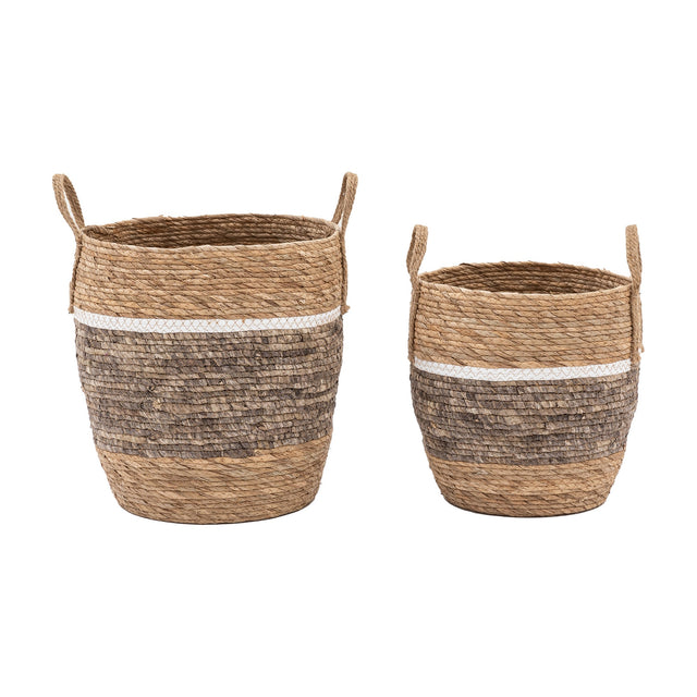 Woven Storage Baskets with Handles – Natural, Set of 2