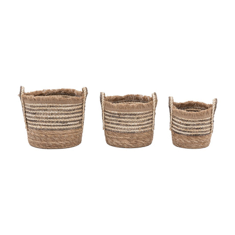 Fringed Woven Storage Baskets Set of 3