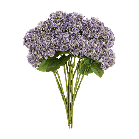 Artificial Vintage Hydrangea Floral Stem, Set of 12 – Violet