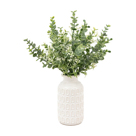 Artificial Eucalyptus in Retro Vase – Green