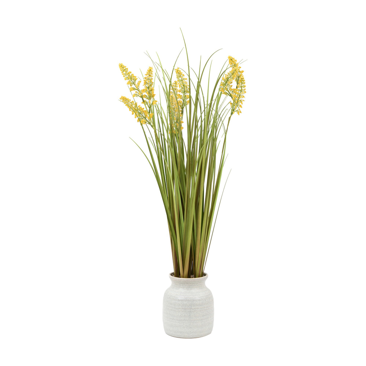 Artificial Potted Grass with Yellow Wildflower – Green